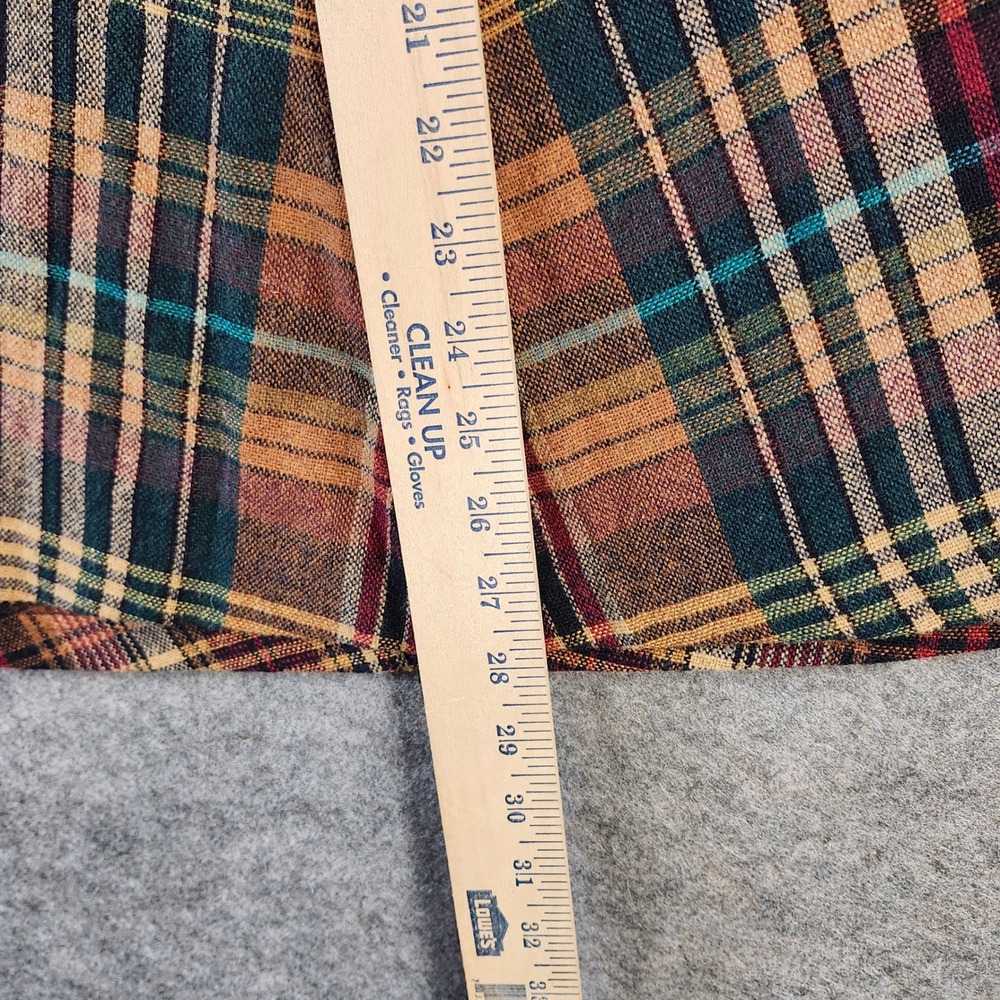 Vintage Plaid A Line Midi Skirt Wool Blend 29 Button Zip Closure Womens Academia - Picture 3 of 13